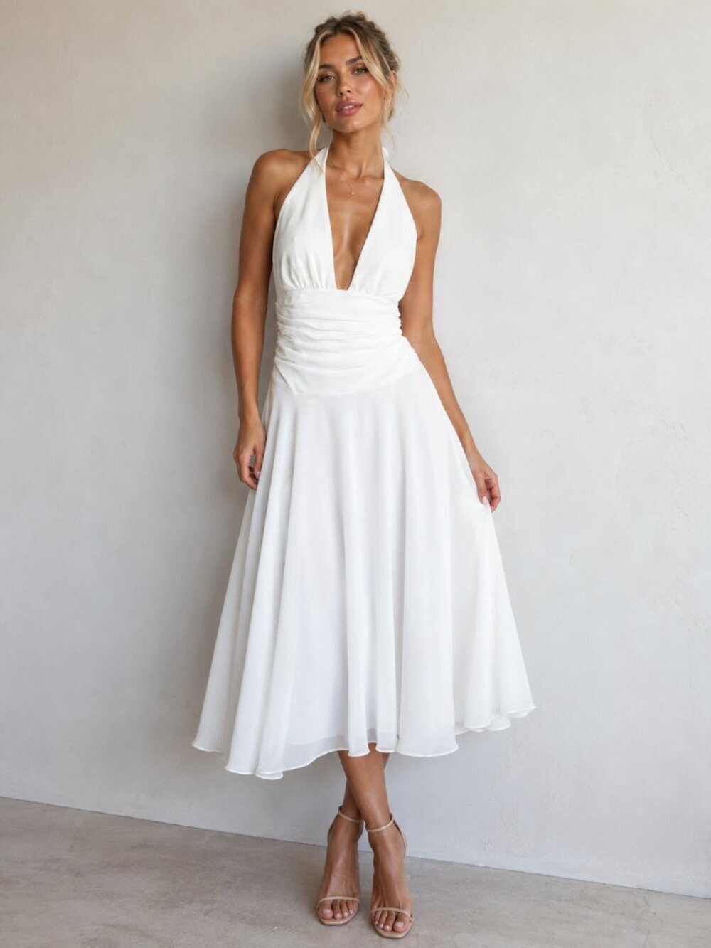 Vintage Jessica McClintock White Marilyn Monroe style Midi Dress 8